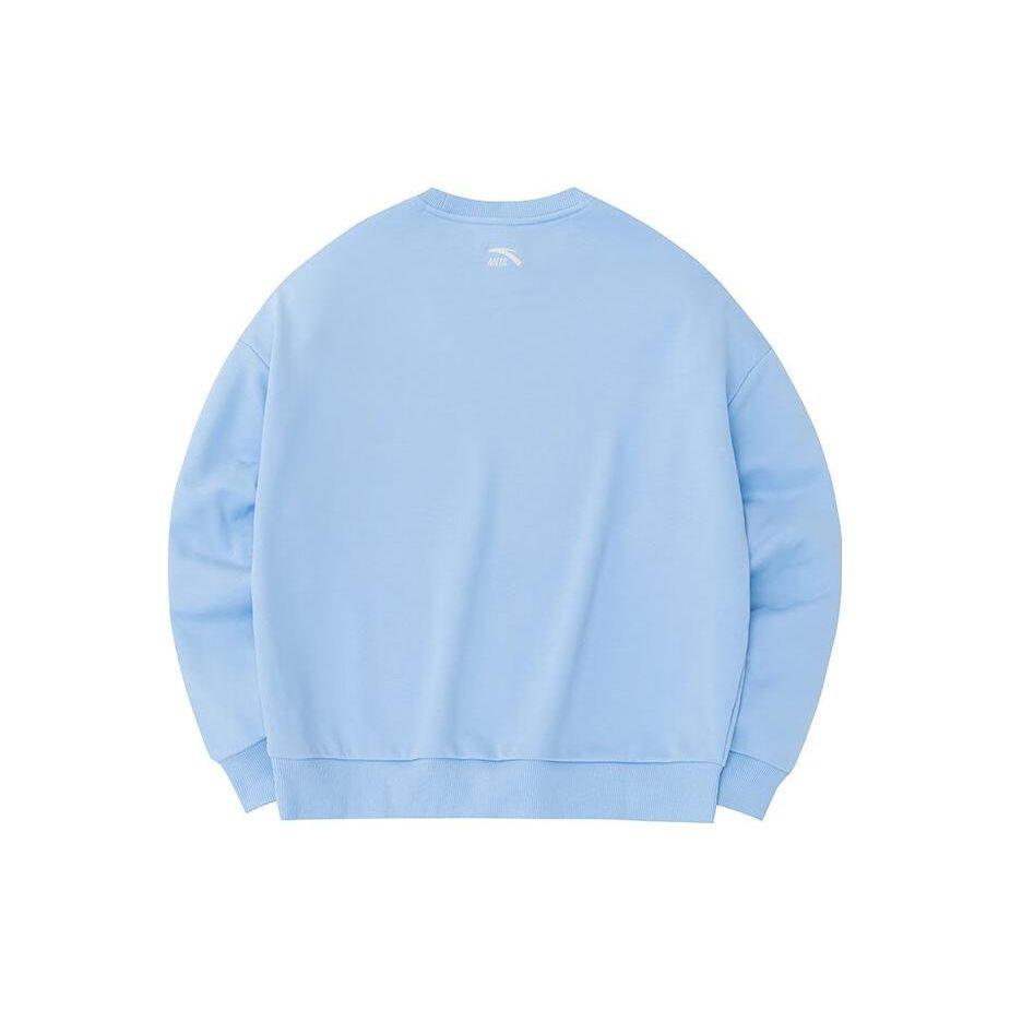 Anta Life Series Letter Logo Print Round Neck Pullover Sweatshirt Women sweatshirt Morning-Blue 162338724-4