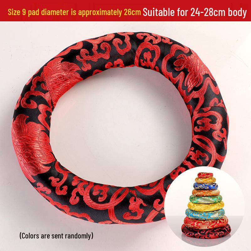 Nepalese Handmade Crystal and Copper Singing Bowl Pad with Cloth Circle and Chime Protection