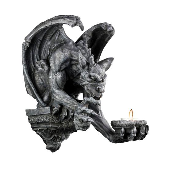 

Подсвечник-Призрак Настенное Украшение Готский Дизайн с Горгульей Простая Установка Без Сверления Настенный Подсвечник чёрный