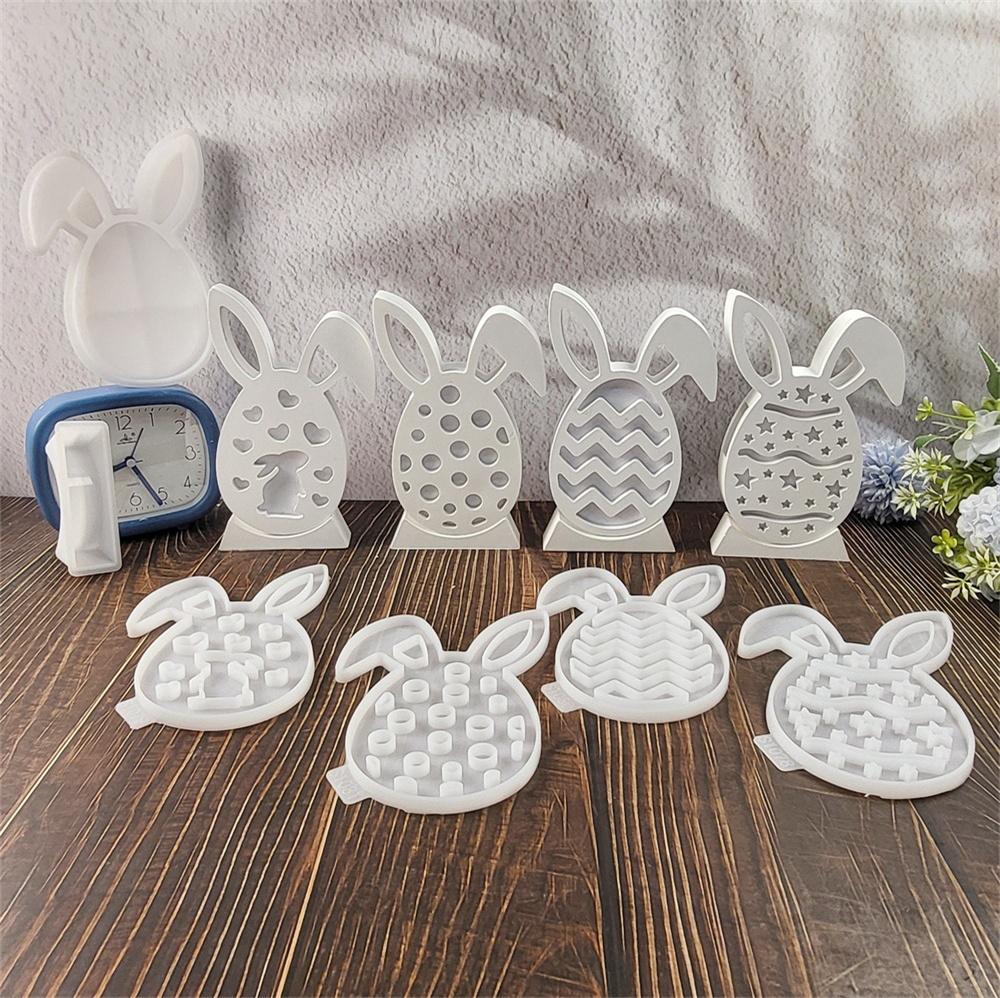 Easter Bunny Projection Combination Silicone Molds DIY Rabbits Plaster Cement Resin Soap Making Mold Crafts Home Decor Ornament