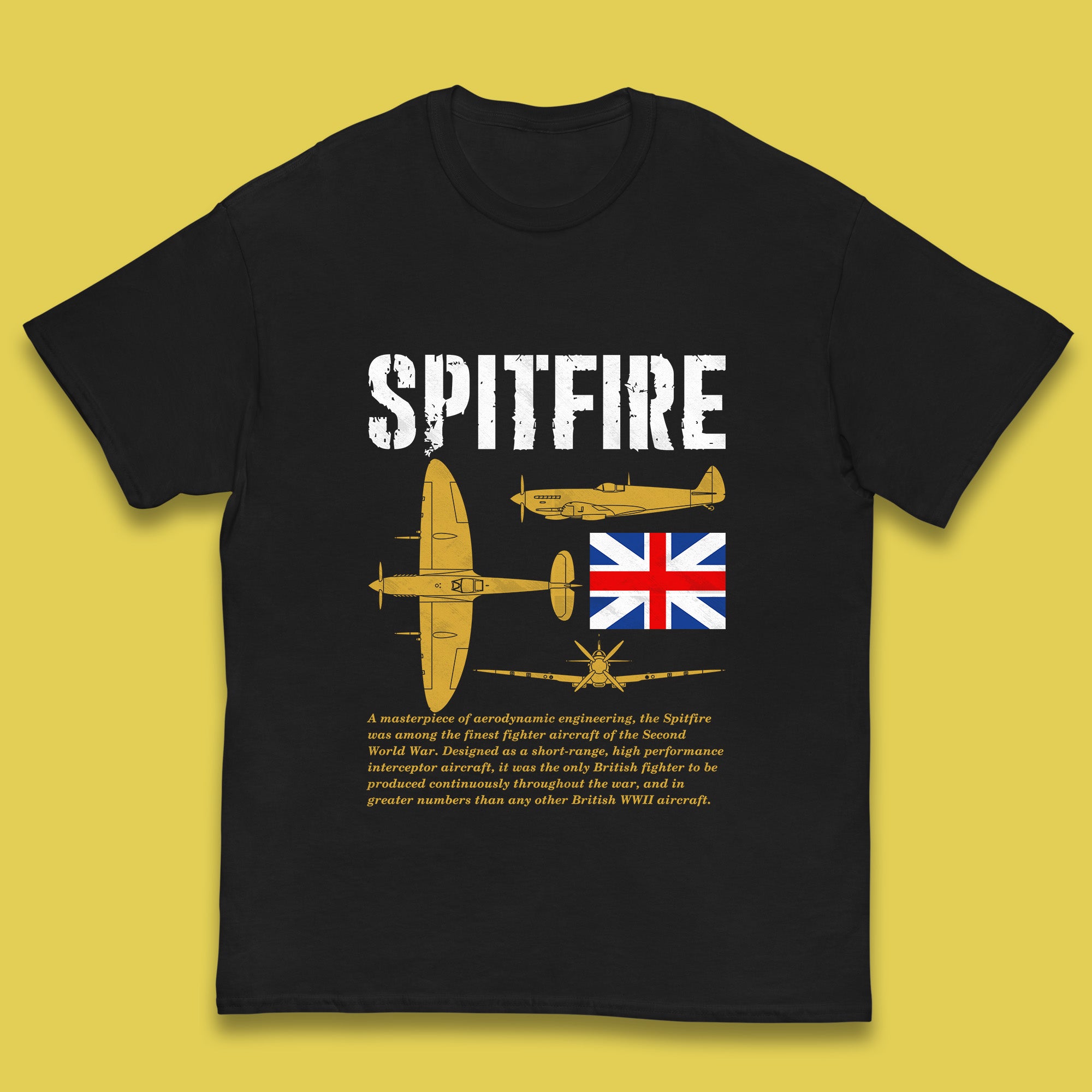 Supermarine Spitfire Royal Air Force British Army Uk Flag Spitfire WWII Remembrance Day Kids T Shirt 110