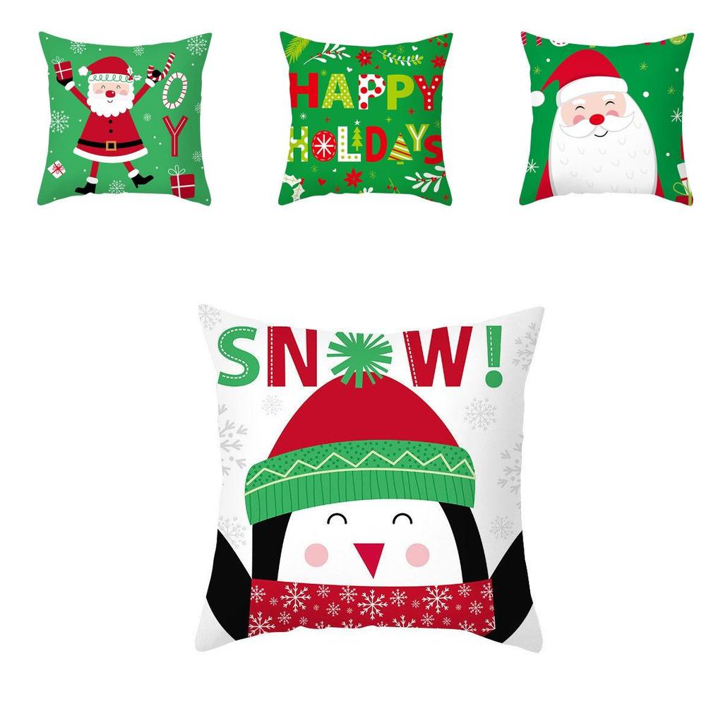 Festive 18 Inch Merry Christmas Cushion Cover Showcasing Cheerful Santa Claus Motif
