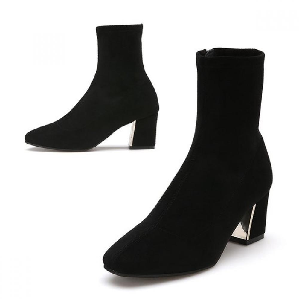 MiSope Women S Square Toe Ankle bootS 6cm blacks/240