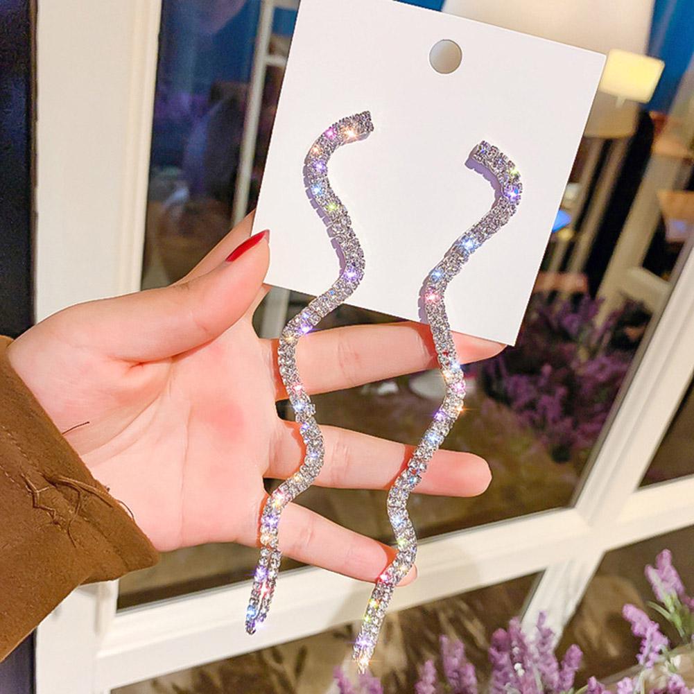 Damen Wellen Tropfen Statement Strass Quaste Perlen Ohrringe Schmuck