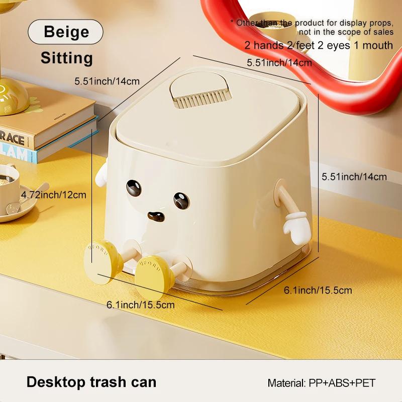 Desktop Trash Can Advanced Sense Pressing Spring Lid Paper Basket Large Capacity Waterproof with Lid Office Garbage Can