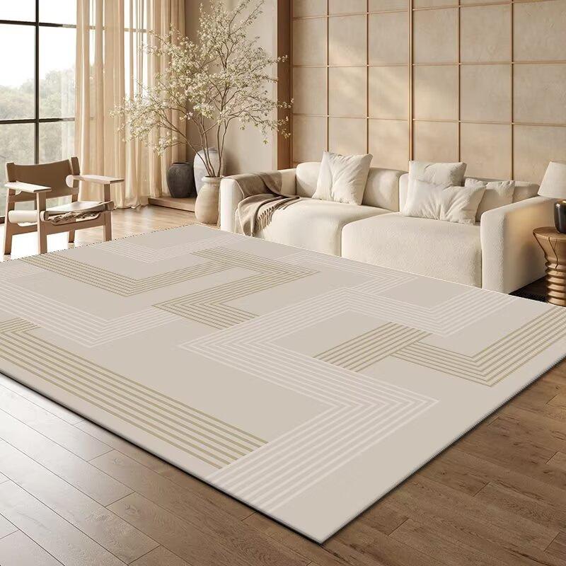 Minimalism Japandi Lines Living Room Carpet - Antiskid Washable Fluffy Large Area Dining Room Rug Decoration Home Cloakroom Mat