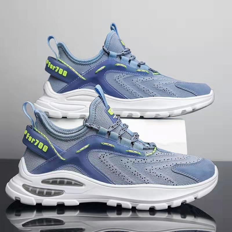 

Men s shoes spring and autumn new running shoes flying woven breathable air cushion sports shoes mesh men s casual shoes 44 синий