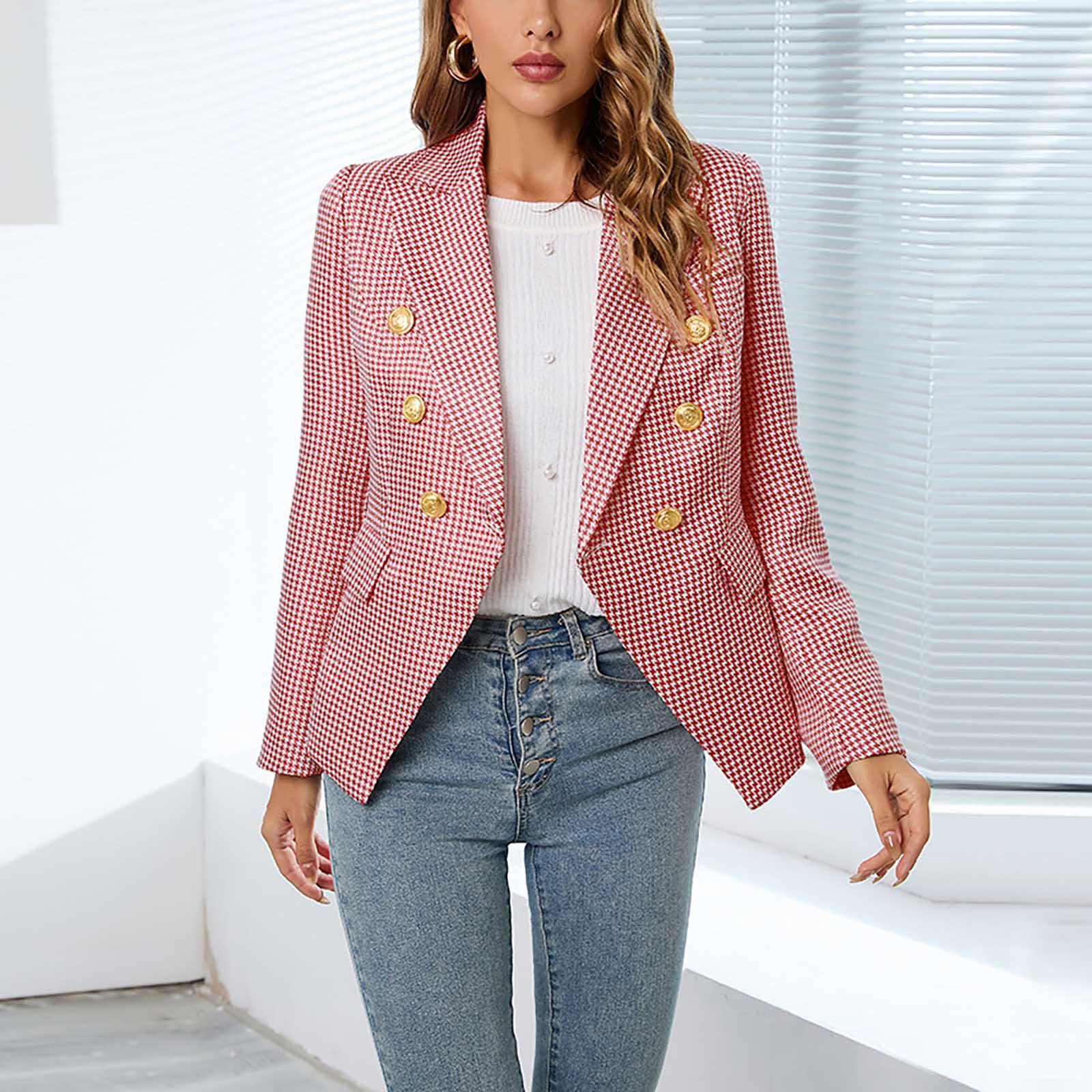 

Женское и зимнее пальто с длинным рукавом, в клетку «тысяча птиц», однобортное, маленькое XL красный