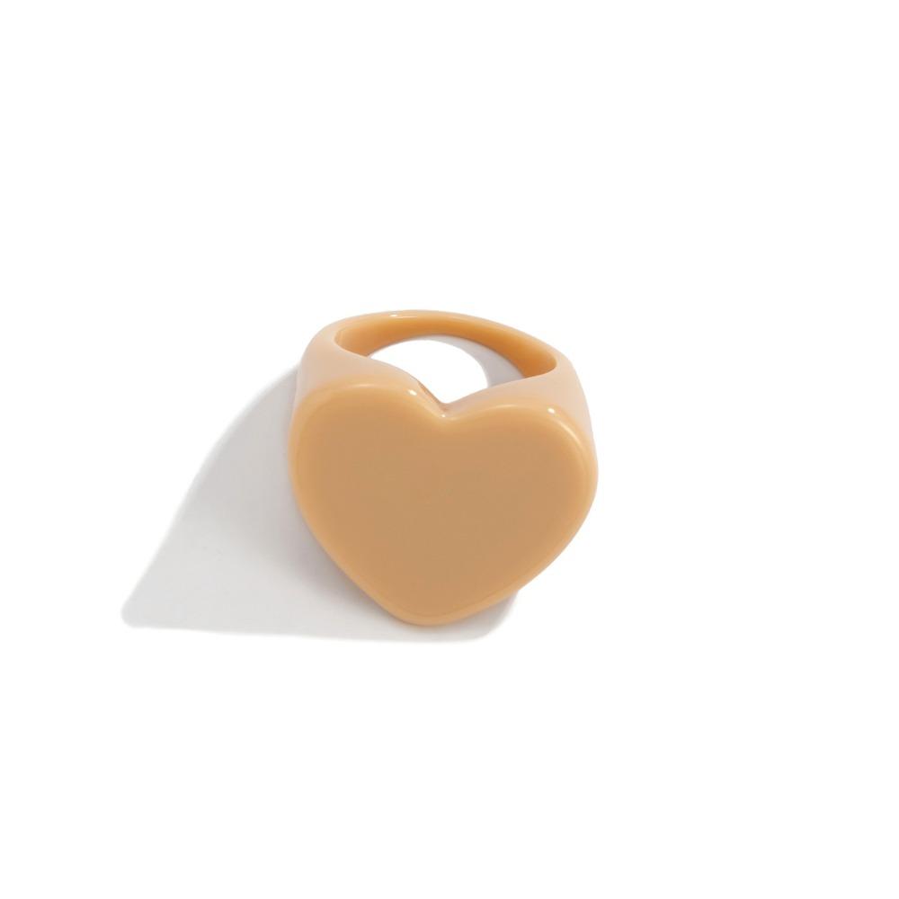 Personality Resin Geometric Ring Temperament Ring New Peach Heart Shaped Ring