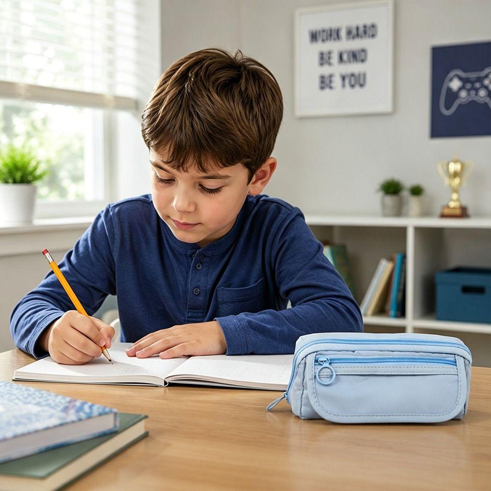 Large Capacity Pencil Case Polyester Stationery Organizer Portable Stationery Bag  Students