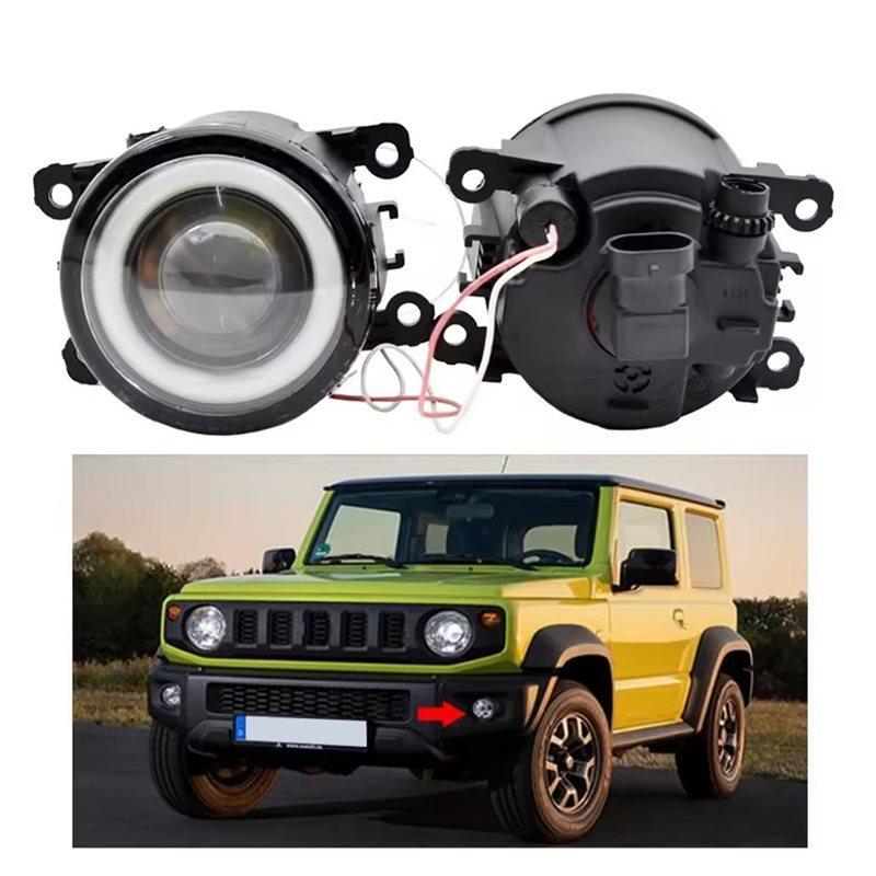 For Jimny 2018- JB43 LED Front Fog Light Angel Eye Daytime Running Light White Lens Car Parts