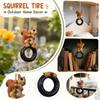 Outdoor Home Decor Hanging Ornament Squirrel On Tire Swing Resin Garden Patio Decoration Hanging Figurine