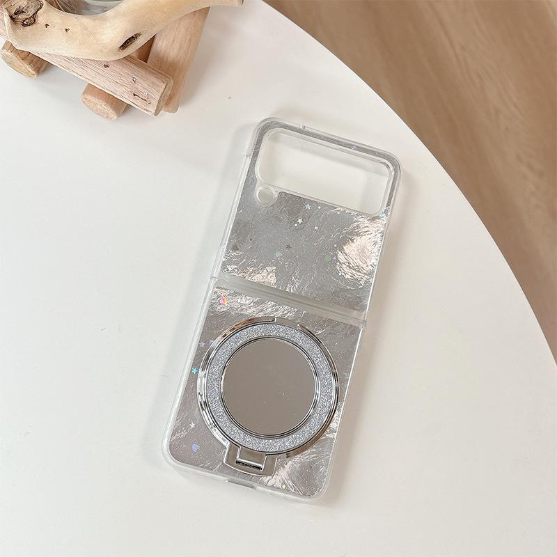 Dollar Gold Coin Mirror Butterfly Phone Case for Samsung Zflip7 Flip Folding Screen W24flip Ring