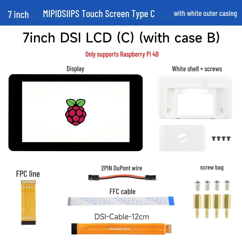 Weixue 7" IPS Touchscreen for Raspberry Pi 4, 1024x600, DSI.