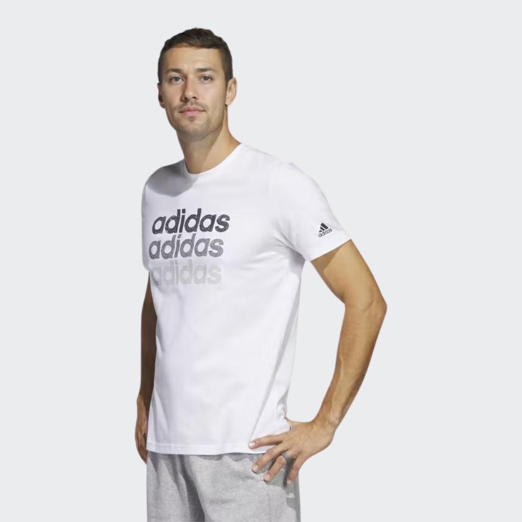 Adidas Alphabet Logo Print Crew Neck Casual Short Sleeve T-Shirt Men Tops White HS2522