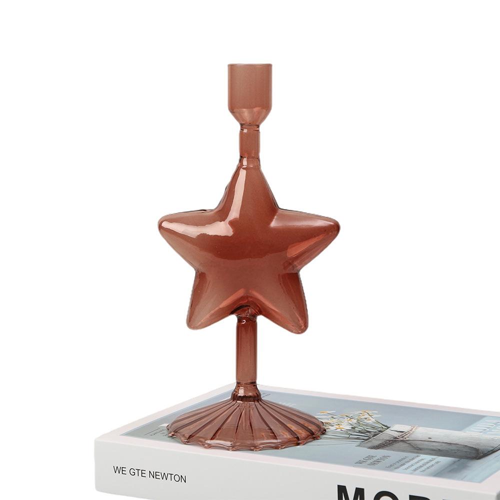 Ins Creative Retro Colored Glass Candle Holder Luxury Bedroom Decor for Romantic Dinner