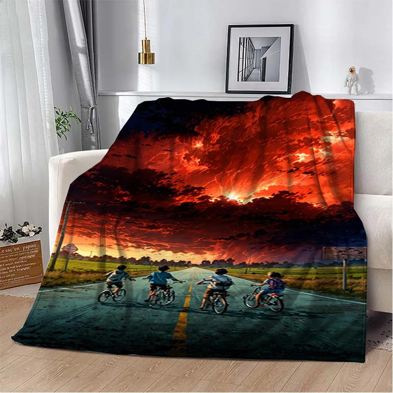 Custom Horror, Thriller 3D Printed T-The Unfamiliar Warm Flannel Blanket Living Room Sofa Camping Picnic Blanket Holiday Gifts