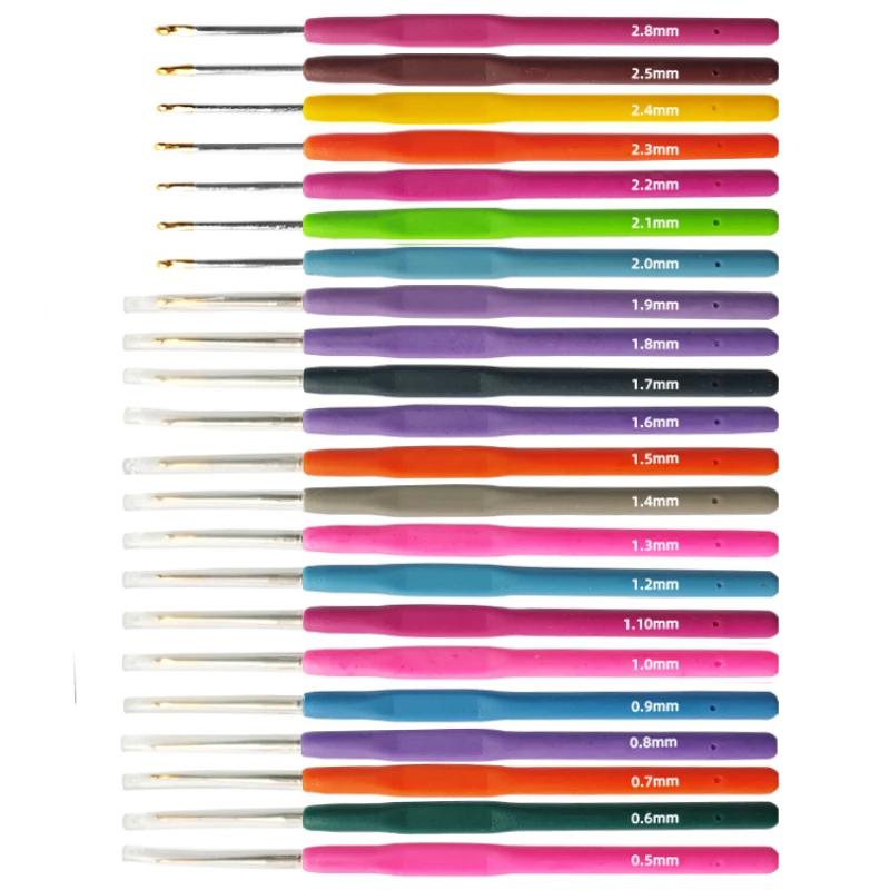 11/22Pcs Lace Crochet Needle Knitting Needles Soft Handle Crochet Hooks Fine Crochet Yarn Sweater Weave Sewing DIY Craft Tools