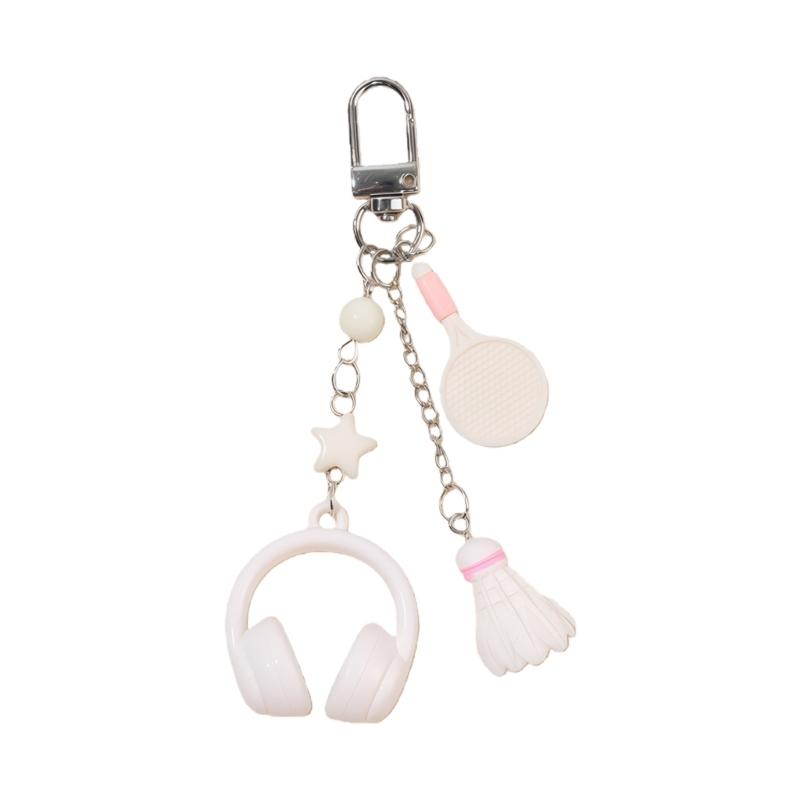

Music Sport Headphone Badminton Keychain Unique Charm Fashion Hanging Pendant Suitable for Fashion Lovers Present белый