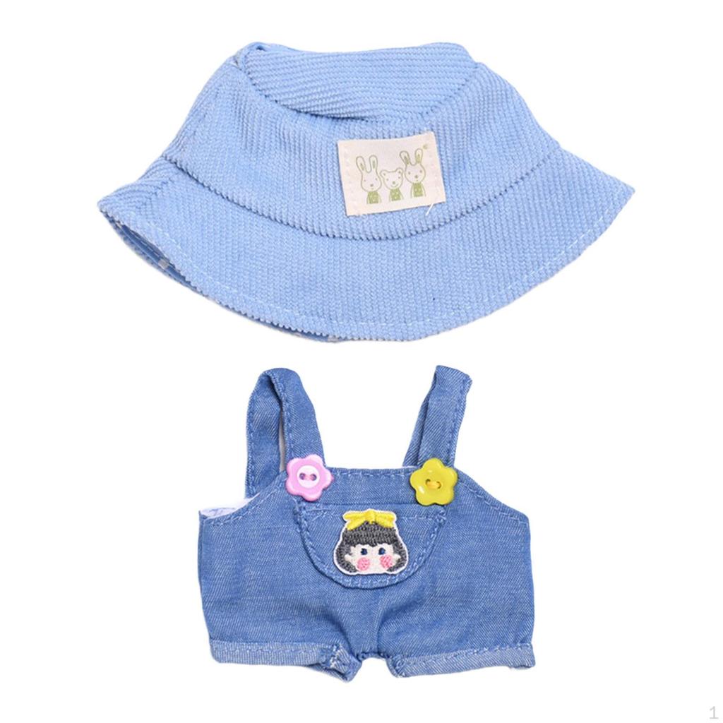 Doll Clothes for 15cm Plush Dress Up with Hat DIY Fashion Clothing Style A