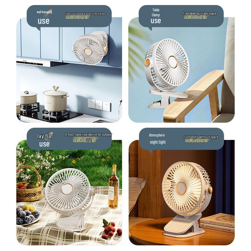 USB Clip-On Fan with Night Light – Silent, Portable Mini Fan for Dorms