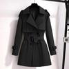 Women's Mid-Length Korean Style Trench Coat - Chic British Design