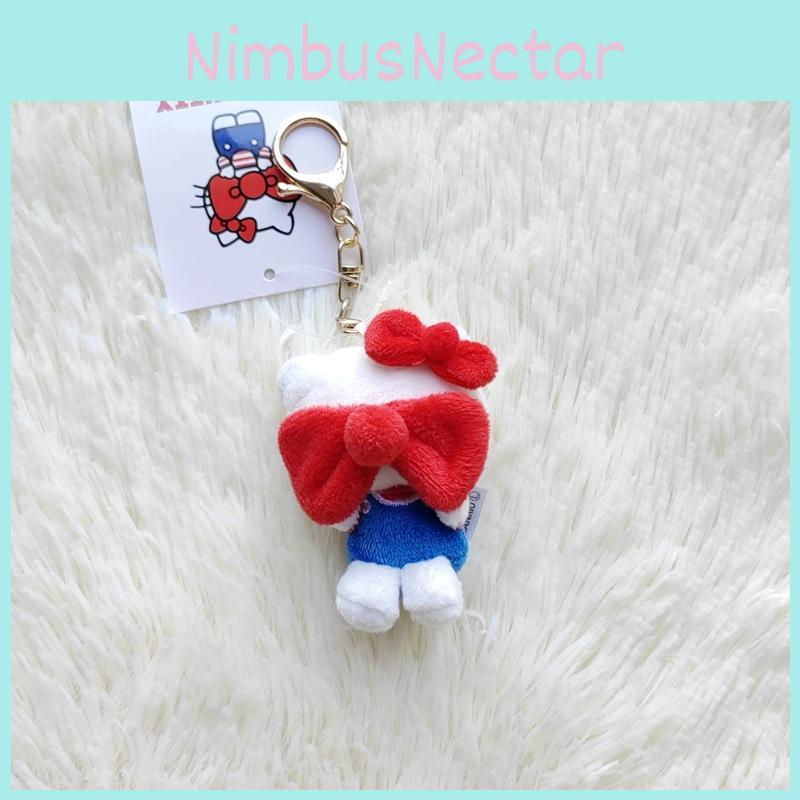 Charming Cute Kt Cat Plush Keychain With Face Covering Bowknot Design For Teens