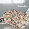 Fabric Floral Printed Sewing Basket Craft Box Household Sundry Storage Organizer with Handle