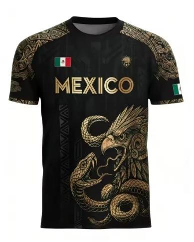 Kurzarm-T-Shirt im Mexiko-Design mit traditionellem Adler & Schlange Grafik