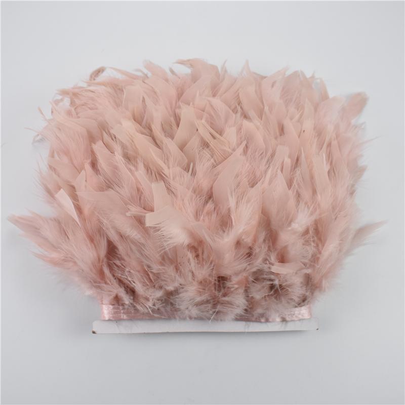 2Meters Leather Pink Ostrich Feather Trims Fluffy Turkey Feather Boas Goose Plumas Fringe Ribbon for Needlework and Handicrafts