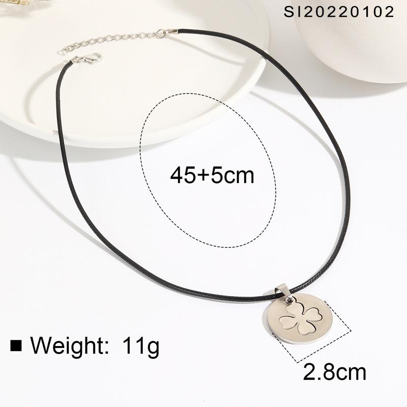 Stainless Steel Four -Leaf Clover Necklace For Women Versatile Simple Fashion Pendant Necklace