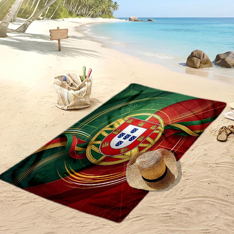 Portugal Fußball Print Strandtuch Schnelltrocknend Super Saugfähig Weiches Badetuch für Schwimmen Strand Reisen Fan Souvenir Geschenk