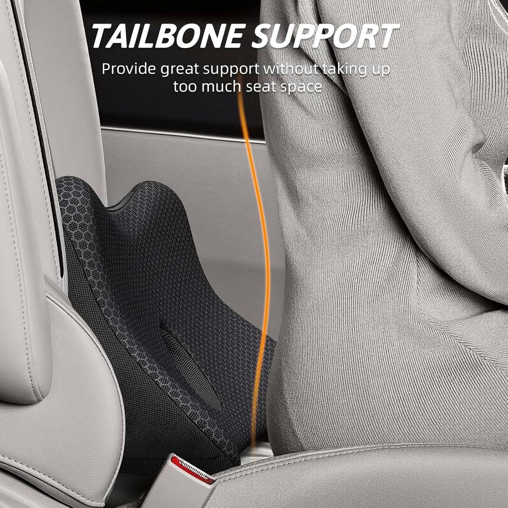 Benazcap 2 In 1 Lumbar Support Pillow for Car, Lower Back Support Pillow for Sciatica & Back Pain Relief, Memory Foam Seat Cushions for Car Seat,
