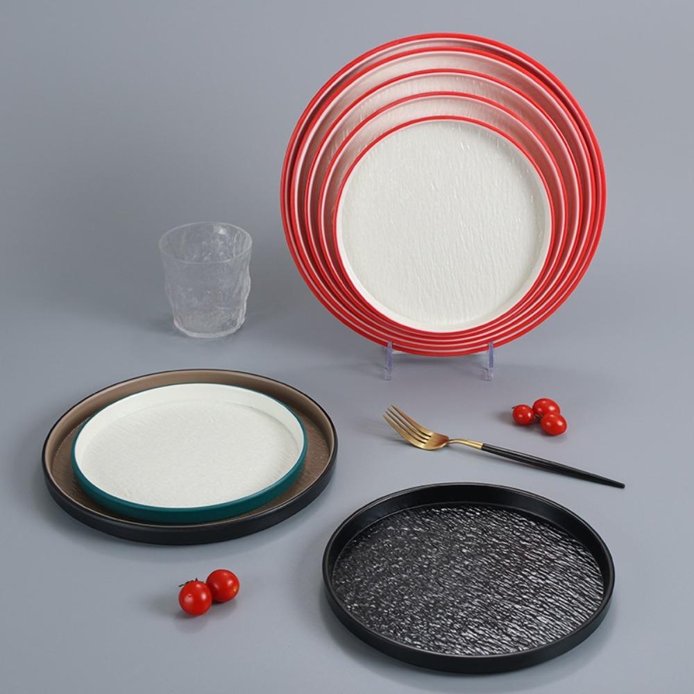 Melamine Western Food Plate Stone Grain Dessert Dishes Plate Simple Steak Plate Restaurant