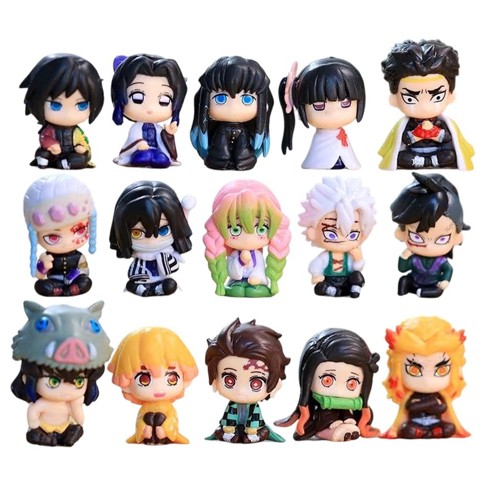 Demon Slayer Figure Q Version Sitting ToyTomioka Giyuu/Tokitou Muichirou/Mitsuri/Tanjirou/Obanai/Nezuko pvc Model Doll Xmas Gift