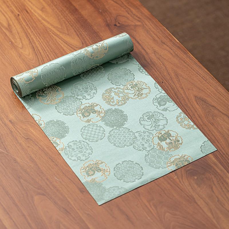 Chinese Zen Double-Sided Waterproof Table Runner: Elegant Brocade Jacquard Tea Mat 28x200 cm