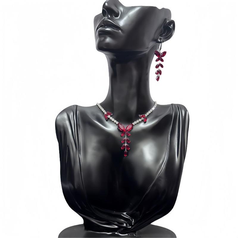 Super Flash Zircon Butterfly Tassel Earrings Necklace Set Temperament Fashion Collarbone Chain High Sense Wedding Accessories