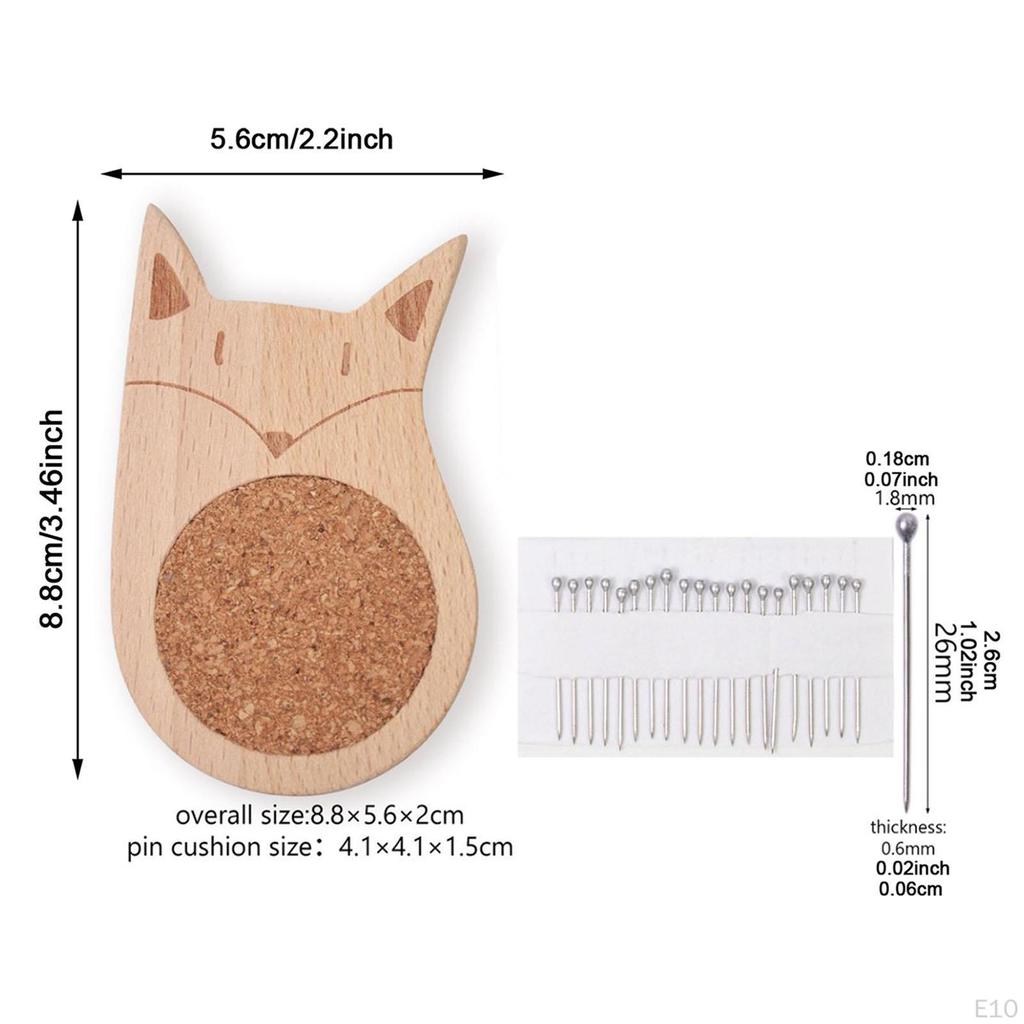 Pin Cushion Needle Organizer Wooden Crafting Supplies Lightweight Holder Pad for
