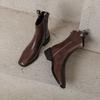 Korean Version of the New Low-heeled Martin Boots Women's Rubber Sole Large-size Women's Boots Autumn and Winter Square Heel Comfortable Rear Zippe