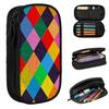 Mardi Gras Harlequin Plaid Playing Cards Rhombi Pencil Case for Kids Gifts Pen Box Pencil Bag Stationery Supplies Pen Holder Bag