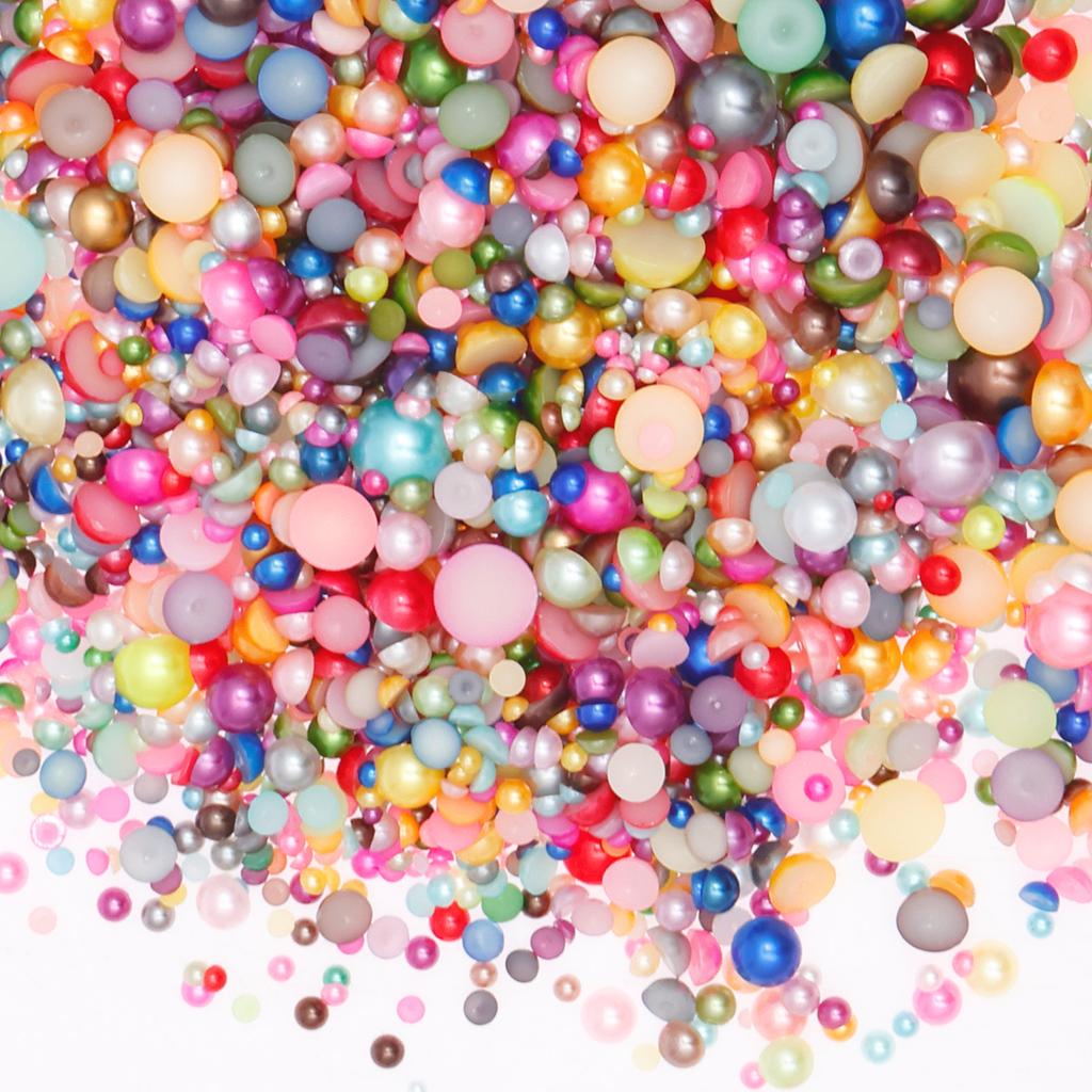 5000Pcs Flatback Imitation Pearls Nail Art Charms 28 Colors Half Round Imitation Pearls Beads for Nails Face Art Scrapbooking