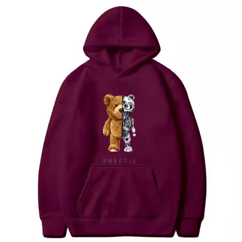 Men's Violent Bear Print Hoodie - Trendy European Fashion Pullover