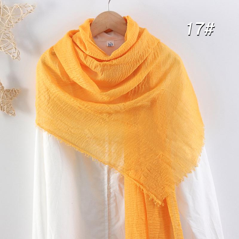 Women's Cotton Linen Silk Scarf - All-Season, Solid Color, Versatile Head and Sunshade Wrap