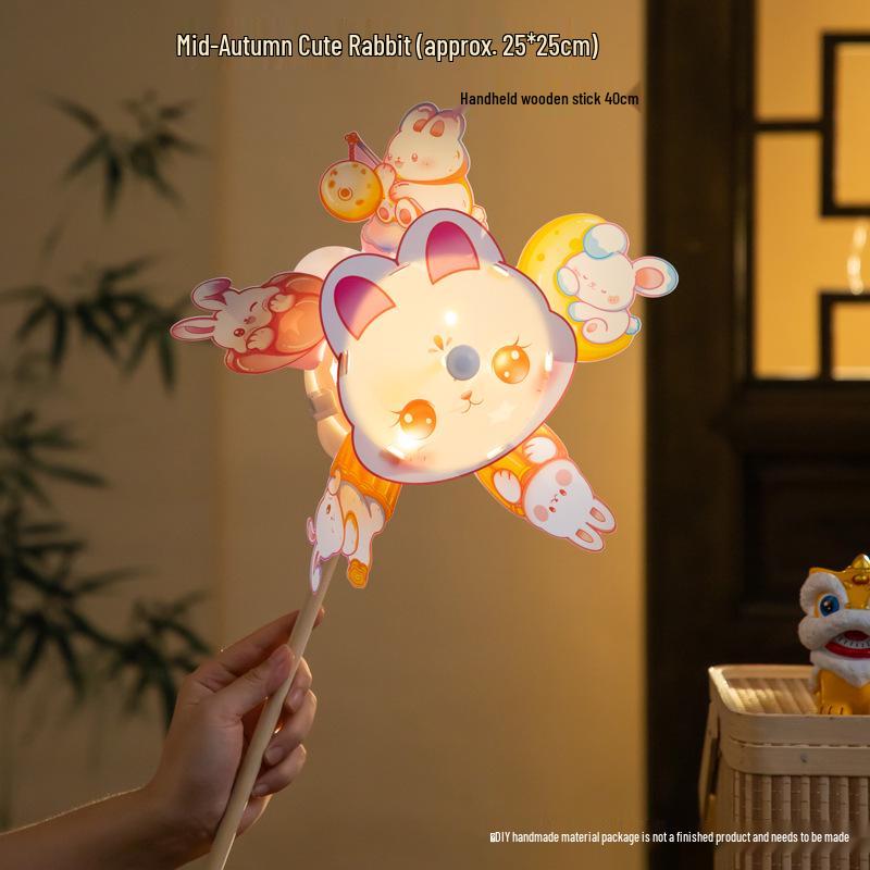 

2025 Mid-Autumn Rotating Rabbit Lantern: Luminous Ancient Style DIY Hanging Ornament for Kids