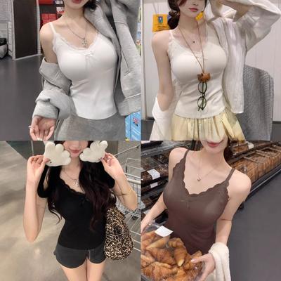 New Style with Chest Pad with Pure Wind Halter Vest Sexy Sweet Lace Neck Tight Back Short Blouse