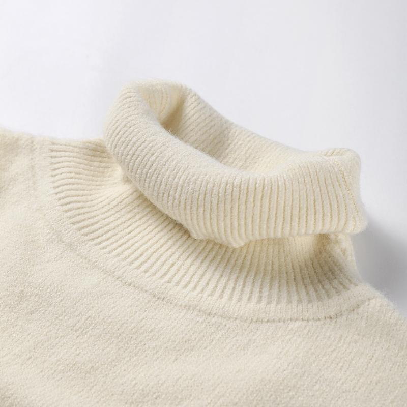 Damski sweter z wysokim kołnierzem, ciepły, luźny, dzianinowy, jesień, zima, gruby sweter, modny, długi rękaw, dzianina