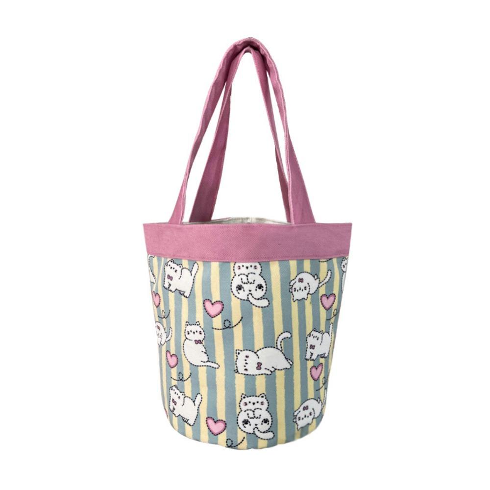 

Flocking Cute Cartoon Handbag Lovely Printing Handheld Bag Fashion Storage Bag