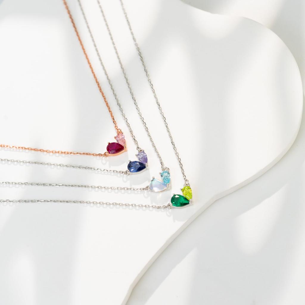 Heart Necklace for Pink of Birthstone 18K Gold Silver Gift [immobird] Women, Gold, "Proof Love", Pendant, Necklace, Ruby, 925, Hypoallergenic,