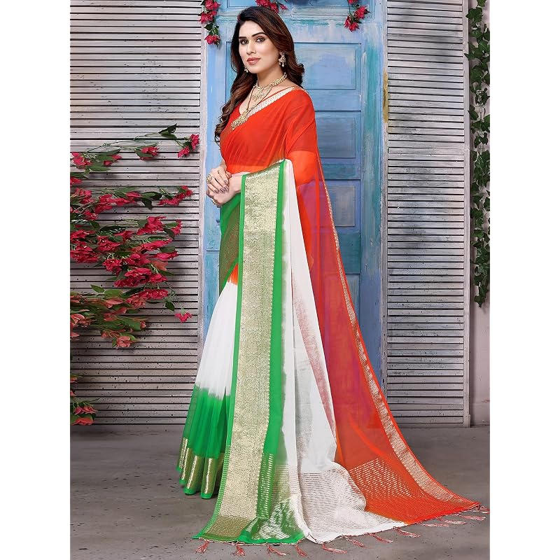 Satrani Women` Oraganza Printed & Jacquard