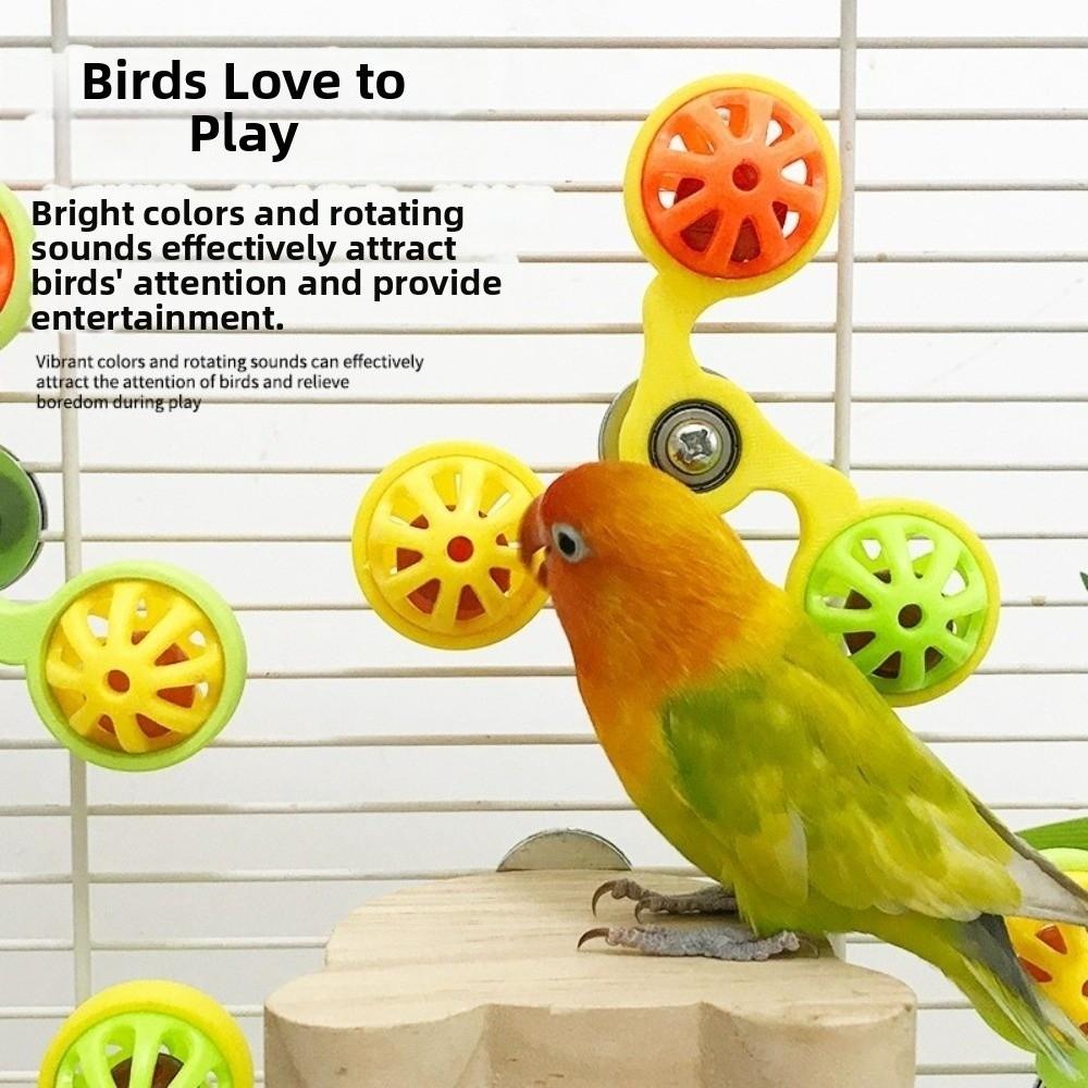 Bite-Resistant Interactive Parrot Mental Stimulation Chewing Bird Entertainment Play Rotating Windmill Bird Cage Accessories